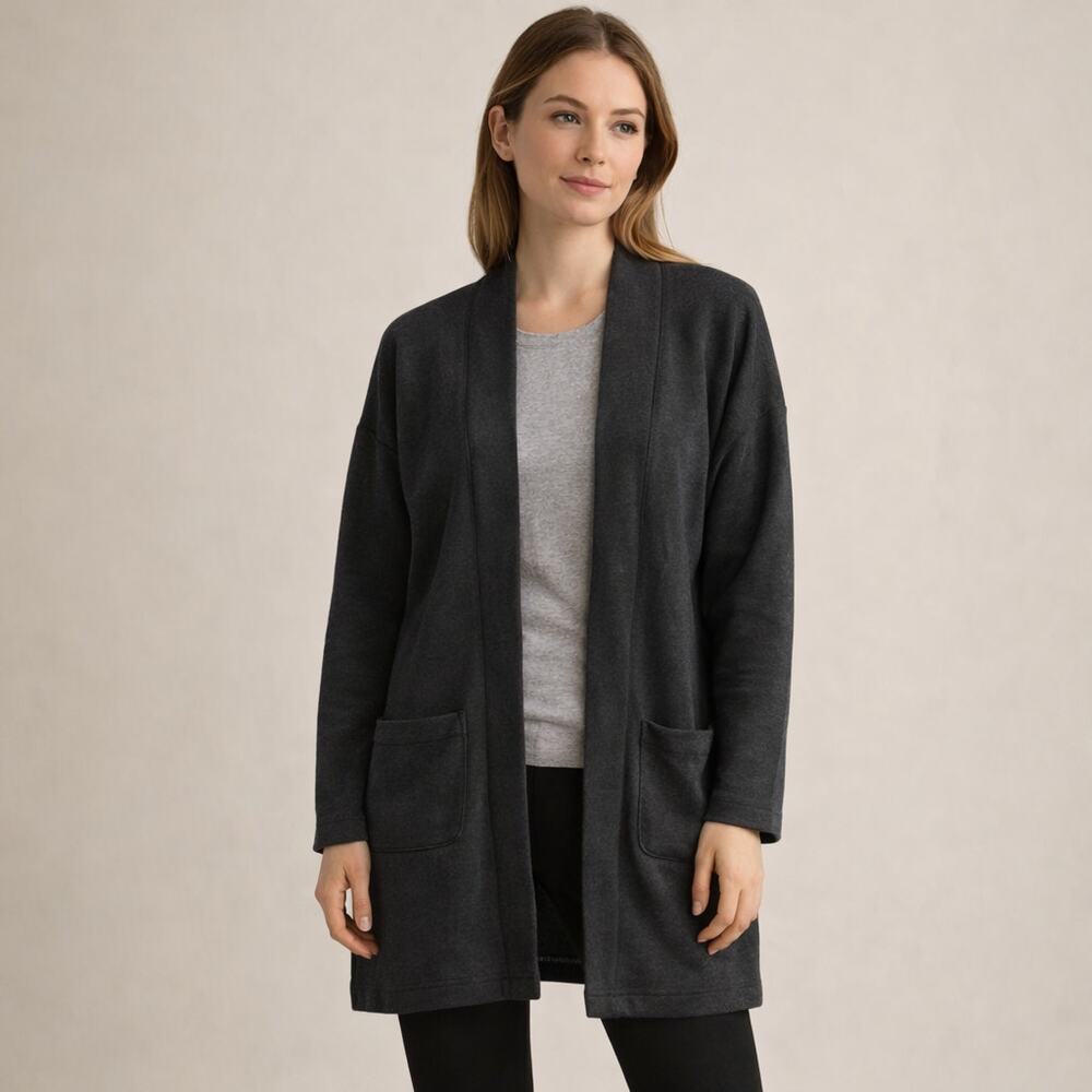 Free Fly Women's Thermal Fleece Cardigan Size M Heather Black - Picture 1 of 9